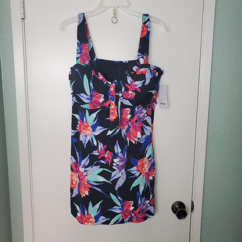 Full Ft All Red Rhythm Draped 2pc Swimdress Sz 18 Retains Liner Spandex NWT